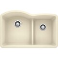 Blanco Diamond Silgranit 60/40 Double Bowl Undermount Kitchen Sink with Low Divide - Biscuit 441594