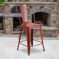 Flash Furniture Distressed Red Metal Stool 4-ET-3534-24-RD-GG