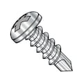 Zoro Select Self-Drilling Screw, #12-14 x 2 in, Plain 18-8 Stainless Steel Pan Head Phillips Drive, 1000 PK 1232KPP188