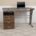 Flash Furniture Walnut 3 Drawer Pedestal Desk NAN-WK-008-RU-GG