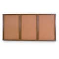 United Visual Products Triple Door Wood Enclosed Corkboard, 96 UV106W