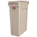 Rubbermaid Commercial 23 gal Rectangular Trash Can, Beige, 11 in Dia, None, Plastic FG354060BEIG