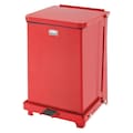 Rubbermaid Commercial 7 gal Square Step Can, Red, 14 1/4 in Dia, Step-On, Steel, Rigid Plastic FGST7EPLRD