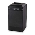 Rubbermaid Commercial 29 gal. Square Trash Can, Textured Black, 18-1/2" Dia, None, Steel, Rigid Plastic FGDCR24TTBK