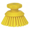 Vikan 3 3/4 in W Scrub Brush, Stiff, 3 in L Handle, 3 3/4 in L Brush, Yellow, Plastic, 5 in L Overall 38856