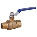 Zoro Select 1/2" FNPT x MNPT Brass Ball Valve Inline, Standards: ASTM 6GD23