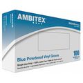 Ambitex Disposable Gloves, Powdered, Blue, M, 100 PK VMD5101B