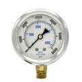 Pic Gauges Pressure Gauge, 0 to 6000 psi, 1/4 in MNPT, Stainless Steel, Silver PRO-201L-254S