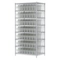 Akro-Mils Steel Bin Shelving, 36" W x 74" H x 12" D, 8 Shelves, Clear AWS243630844SC