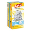 Glad 13 gal Trash Bags, 24 in x 27 1/2 in, Extra Heavy-Duty, 0.78 mil, White, 40 PK 78361