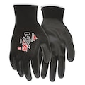 Mcr Safety Polyurethane Coated Gloves, Palm Coverage, Black, XL, PR 9669XL