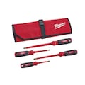Milwaukee Tool 4 PC 1000V Insulated Screwdriver Set w/ Roll Pouch 48-22-2204