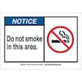 Brady Notice No Smoking Sign, 10 in Height, 14 in Width, Plastic, Rectangle, English 26586