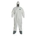 Dupont Hooded Disposable Coveralls, 3XL, 25 PK, White, Microporous Film Laminate, Zipper NG122SWH3X002500
