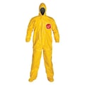 Dupont Coveralls, 4 PK, Yellow, Tychem(R) 2000, Adhesive QC122TYLXL000400