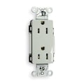 Hubbell Receptacle, 15 A Amps, 125V AC, Flush Mount, Decorator Duplex Outlet, 5-15R, White DR15WHI