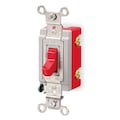 Hubbell Wall Switch, 3-Way, 120/277V, 20A, Red, Toggl HBL1223R