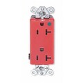 Hubbell Wiring Device-Kellems Receptacle, 20 Amps, 125V AC, Flush Mount, Decorator Duplex Outlet, 5-20R, Red HBL2182R