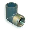 Zoro Select CPVC Short Sweep Elbow, 90 Degrees, Schedule 80, 3/4" x 1/2" Pipe Size, FNPT x Socket 807-101CBR