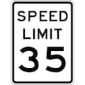 Lyle Speed Limit 35 Traffic Sign, 24 in H, 18 in W, Aluminum, Vertical Rectangle, R2-1-35-18DA R2-1-35-18DA