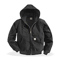 Carhartt Men's Black Cotton Hooded Duck Jacket size L J131-BLK LRG REG
