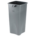 Rubbermaid Commercial 23 gal Square Trash Can, Gray, 15 1/2 in Dia, None, Polyethylene FG356988GRAY