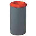 Justrite 30 gal Round Trash Can, Red/Gray, 19 1/4 in Dia, None, Aluminum 26430