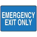 Accuform Emergency Exit Sign, English, 10" W, 7" H, Aluminum, Blue MEXT440VA