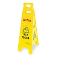 Rubbermaid Commercial Floor Safety Sign, Caution Wet Floor, Eng, 37 in H, 12 in W, HDPE, Triangle, English, FG611477YEL FG611477YEL