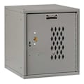 Hallowell Box Locker, 11 5/16 in W, 12 in D, 12 11/16 in H, (1) Tier, (1) Wide, Light Gray HC121212-1DP-K-PL