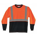 Glowear By Ergodyne Black Front Safety Shirt, Lg Slvs, 5XL, Org 8291BK