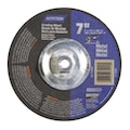Norton Abrasives Depressed Center Wheels, Type 27, 7 in Dia, 0.25 in Thick, 5/8"-11 Arbor Hole Size, Aluminum Oxide 07660775940