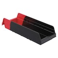 Akro-Mils Shelf Storage Bin, Black/Red, Plastic, 17 7/8 in L x 6 5/8 in W x 4 in H, 20 lb Load Capacity 36468BLKRED
