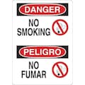 Condor Danger No Smoking Sign, 14" Height, 10" Width, Vinyl, English, Spanish 34GL24