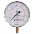 Winters Pressure Gauge, 0 to 400 psi, 1/4 in MNPT, Stainless Steel, Silver PCT327LF