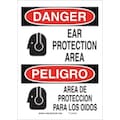 Brady Danger Sign, 14" Height, 10" Width, Polyester, Rectangle, English, Spanish 124090