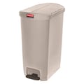 Rubbermaid Commercial 18 gal Rectangular Trash Can, Beige, 14 1/2 in Dia, Step-On, Plastic 1883551