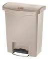 Rubbermaid Commercial 8 gal Rectangular Step Can, Beige, 16 1/2 in Dia, Step-On, Plastic 1883456