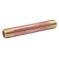 Zoro Select 1-1/4" MNPT x 10" TBE Red Brass Pipe Nipple Sch 40 466-100GR