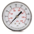 Zoro Select Pressure Gauge, 0 to 200 psi, 1/4 in BSPT, Plastic, Black 4EFE7