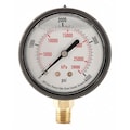 Zoro Select Pressure Gauge, 0 to 4000 psi, 1/4 in MNPT, Plastic, Black 4FLD4