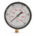 Zoro Select Pressure Gauge, 0 to 5000 psi, 1/4 in MNPT, Plastic, Black 4FLF4