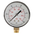 Zoro Select Pressure Gauge, 0 to 100 psi, 1/4 in BSPT, Plastic, Black 4EFA8
