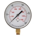 Zoro Select Pressure Gauge, 0 to 2000 psi, 1/4 in MNPT, Plastic, Black 4FLY6