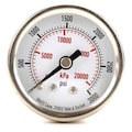 Zoro Select Pressure Gauge, 0 to 3000 psi, 1/8 in MNPT, Stainless Steel, Silver 4FMU3