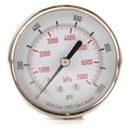 Zoro Select Pressure Gauge, 0 to 1000 psi, 1/4 in MNPT, Stainless Steel, Silver 4FMX2