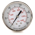 Zoro Select Pressure Gauge, 0 to 2000 psi, 1/4 in MNPT, Stainless Steel, Silver 4FMX3