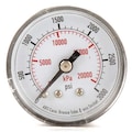 Zoro Select Pressure Gauge, Commercial, 0 to 3000 psi, 1 1/2 in Dial, 1/8 in MNPT, Plastic, Black 4FMA6