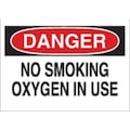 Brady Danger No Smoking Sign, 7" Height, 10" Width, Aluminum, Rectangle, English 42663