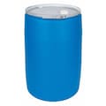 Zoro Select Open Head Transport Drum, Polyethylene, 55 gal, Unlined, Blue POLY55OH-BL